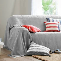 Plaid ou jeté uni coton tissage artisanal