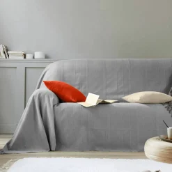 Plaid ou jeté uni coton tissage artisanal