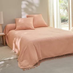 Plaid ou jeté uni coton tissage artisanal