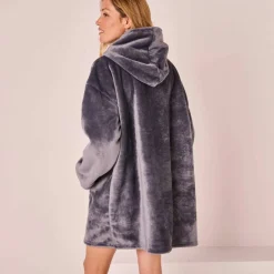 Plaid-sweat polaire à capuche doublé sherpa