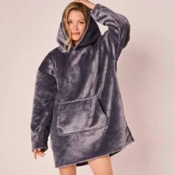 Plaid-sweat polaire à capuche doublé sherpa