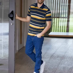 Polo maille piquée rayée, manches courtes