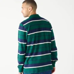 Polo rayée maille piquée manches longues