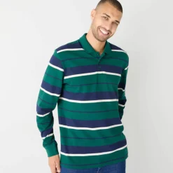 Polo rayée maille piquée manches longues
