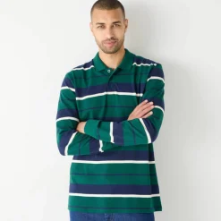 Polo rayée maille piquée manches longues