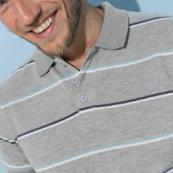 Polo rayé maille piquée chinée