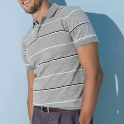Polo rayé maille piquée chinée