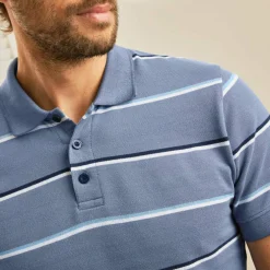 Polo rayé maille piquée chinée
