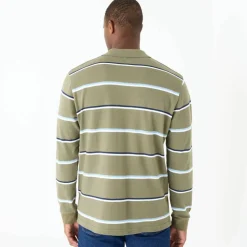 Polo rayé maille piquée chinée manches longues