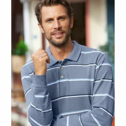 Polo rayé maille piquée chinée manches longues