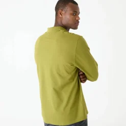 Polo uni maille piquée manches longues