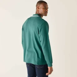 Polo uni maille piquée manches longues