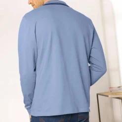 Polo uni maille piquée manches longues
