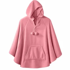 Poncho à capuche, maille polaire toucher peluche