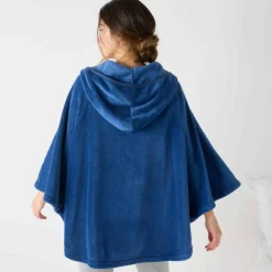 Poncho à capuche, maille polaire toucher peluche