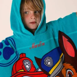 Poncho de bain enfant Pat'Patrouille personnalisé éponge et velours coton - 320g/m²