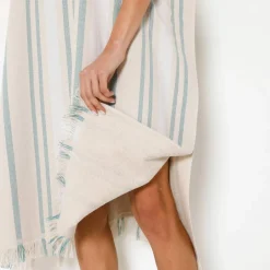 Poncho de plage tissé rayures doublé éponge