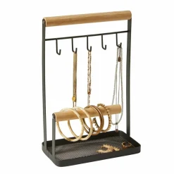 Porte-bijoux bois et métal noir