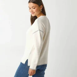Pull bicolore en maille moelleuse
