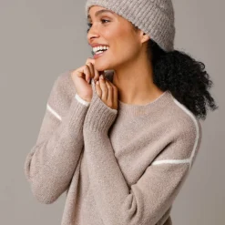 Pull bicolore en maille moelleuse