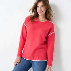 Pull bicolore en maille moelleuse