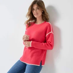 Pull bicolore en maille moelleuse