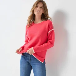 Pull bicolore en maille moelleuse