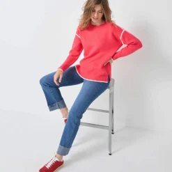 Pull bicolore en maille moelleuse