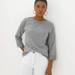Pull col bateau manches 3/4, toucher doux