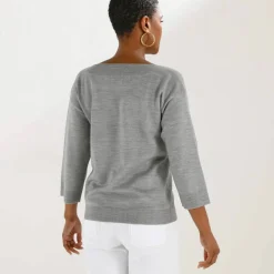 Pull col bateau manches 3/4, toucher doux
