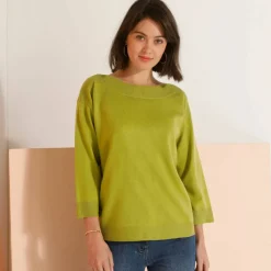 Pull col bateau manches 3/4, toucher doux
