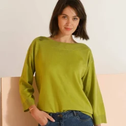 Pull col bateau manches 3/4, toucher doux
