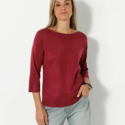 Pull col bateau manches 3/4, toucher doux