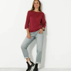 Pull col bateau manches 3/4, toucher doux