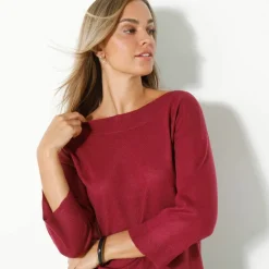Pull col bateau manches 3/4, toucher doux