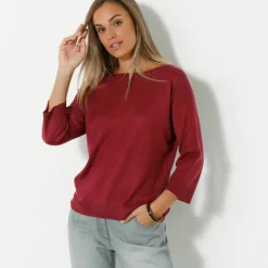 Pull col bateau manches 3/4, toucher doux