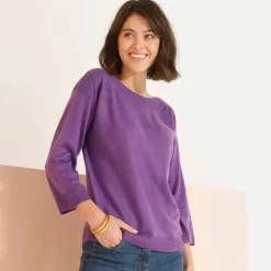 Pull col bateau manches 3/4, toucher doux
