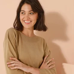 Pull col bateau manches 3/4, toucher doux