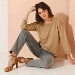 Pull col bateau manches 3/4, toucher doux