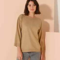 Pull col bateau manches 3/4, toucher doux