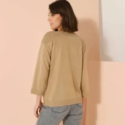 Pull col bateau manches 3/4, toucher doux