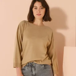 Pull col bateau manches 3/4, toucher doux