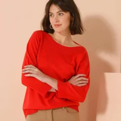Pull col bateau manches 3/4, toucher doux