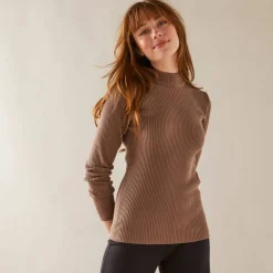 Pull col montant court, maille côtelée