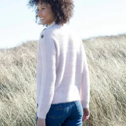 Pull col montant, maille poilue fantaisie