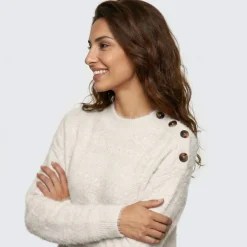 Pull col montant, maille poilue fantaisie