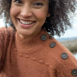 Pull col montant, maille poilue fantaisie