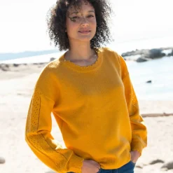 Pull col rond finitions écailles