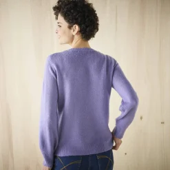 Pull col rond maille ajourée, toucher doux