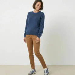 Pull col rond maille ajourée, toucher doux